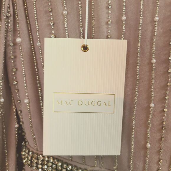 New MAC DUGGAL (93622) Vintage Lilac Beaded Long Sleeve Embellished Dress (18) - Picture 10 of 14